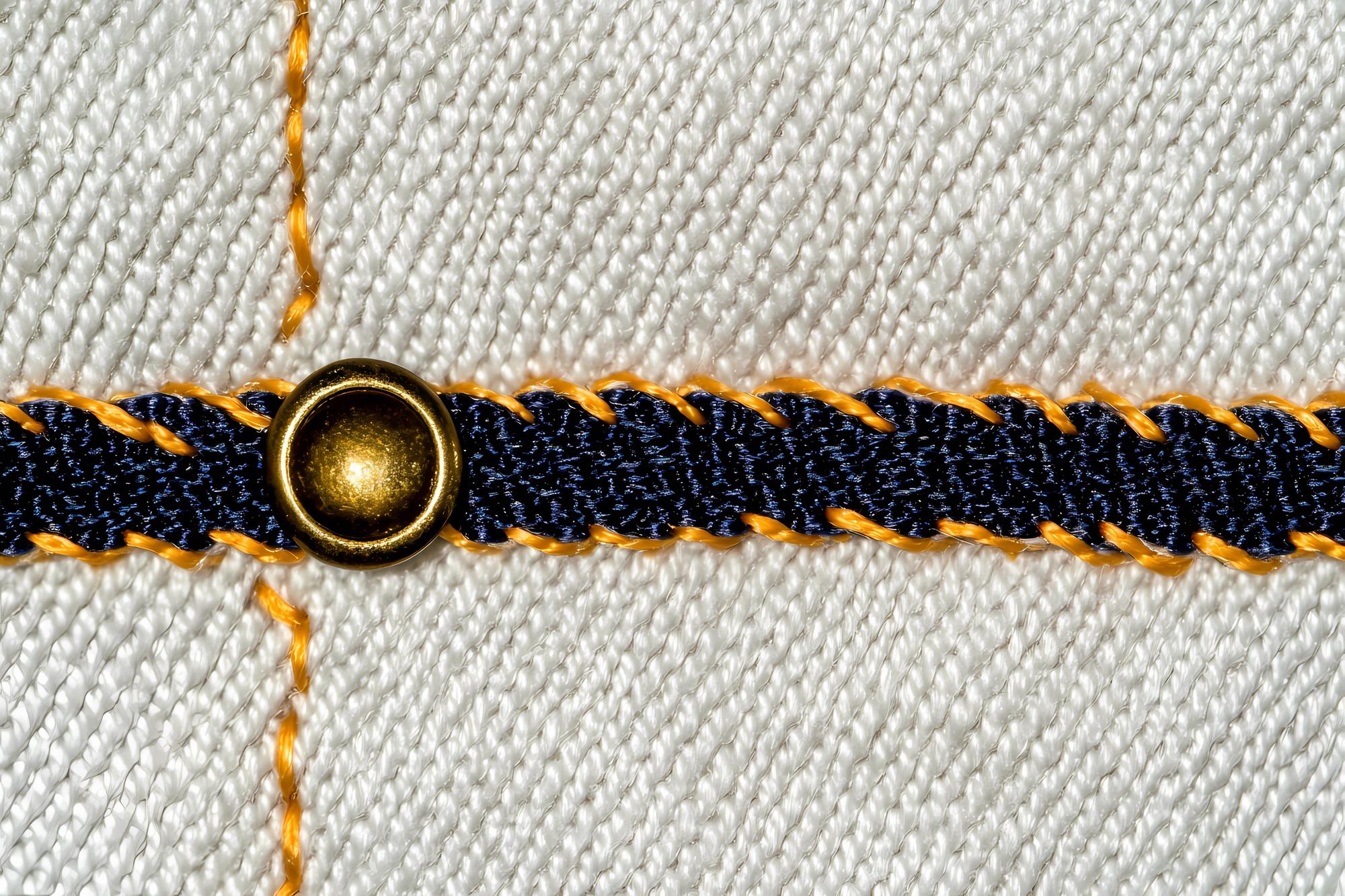Dettaglio punto ricamato color oro
